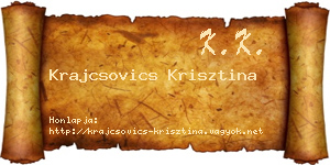 Krajcsovics Krisztina névjegykártya